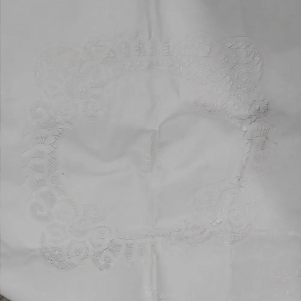 EXQUISITE CROCHET LACE & CUTWORK WHITE COTTON SQUARE EURO PILLOW SHAMS, PAIR-2!